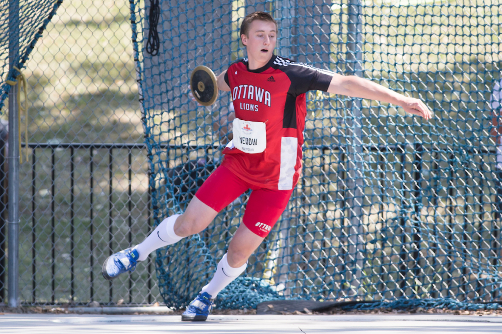 ottawa, on -- 08 july 2018: thomas nedow throwing in the discus
